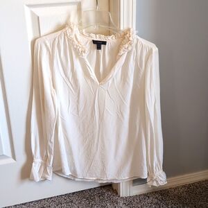 JCrew Blouse Ruffle detail on collar and gathered detail at sleeve